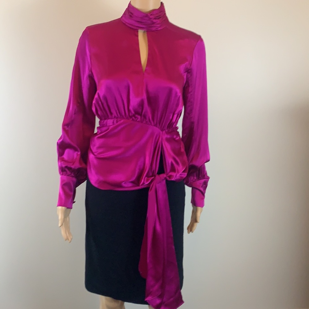 Cinq a Sept Jacqueline fuchsia silk blouse XS NWT - Picture 4 of 7